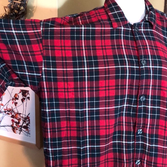 RALPH LAUREN size L/XL Plaid Cotton Flannel ButtonFront Sleep Shirt Cozy Cabin - Picture 4 of 11